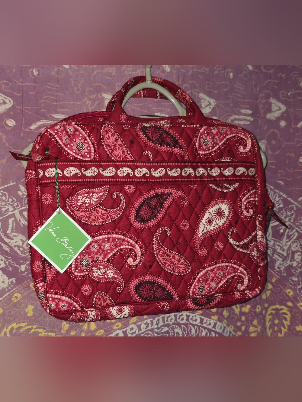 New! Vera Bradley Laptop Bag "Mesa Red" Paisley Print Retired NWTS
